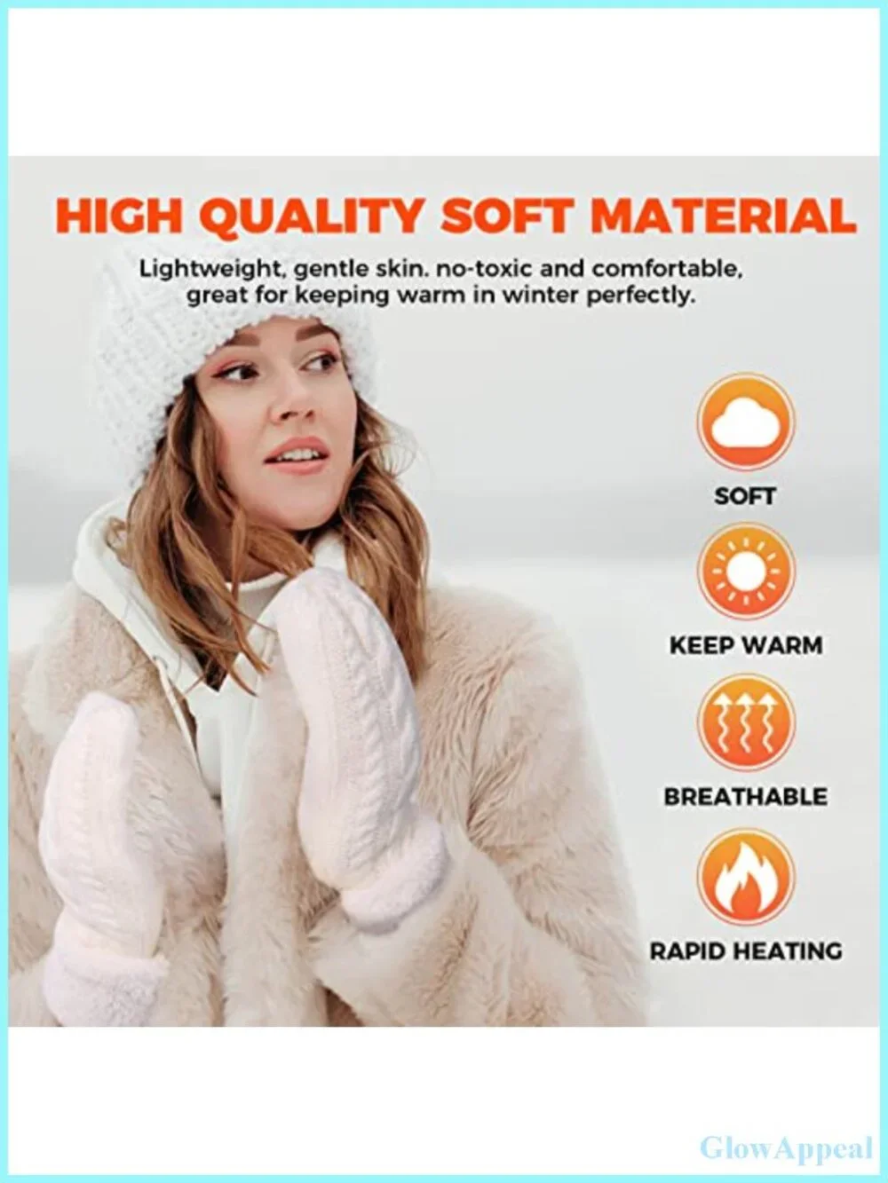Cozy Thick Knitted Mittens for Women, Fleece Lined, Winter Warm Gloves